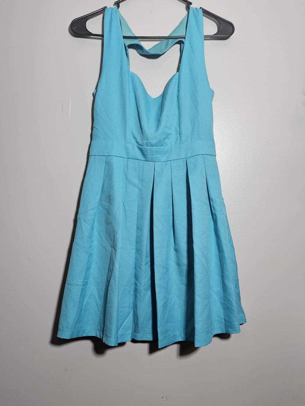 Tea & Cup Turquoise Blue Pleated Cutout Mini Dress NWT M